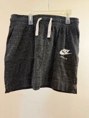 Nike Women’s Charcoal Drawstring Athletic Shorts with White Logo